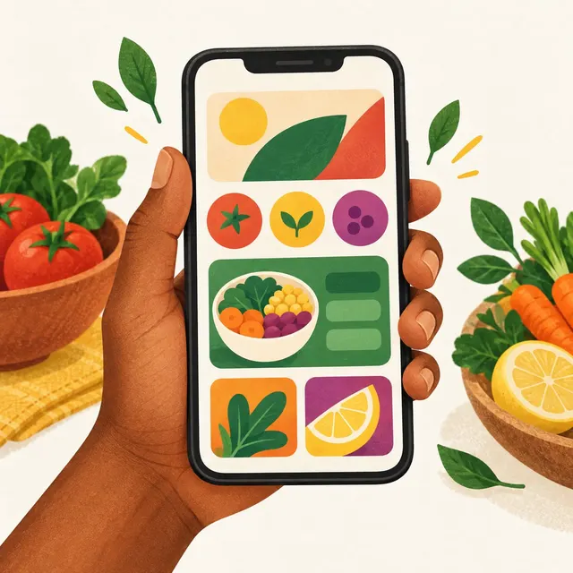 Mão segurando um celular com o app aberto
